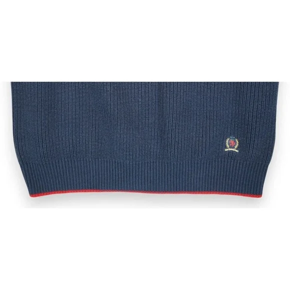 Vintage 90s‎ Tommy Hilfiger Sweater VestMen's Size L Ribbed KnitBlue V- Neck